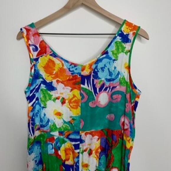 JAMS WORLD Janice Hawaiian Floral Print Sleeveless empire Womens Dress Small - Picture 11 of 15